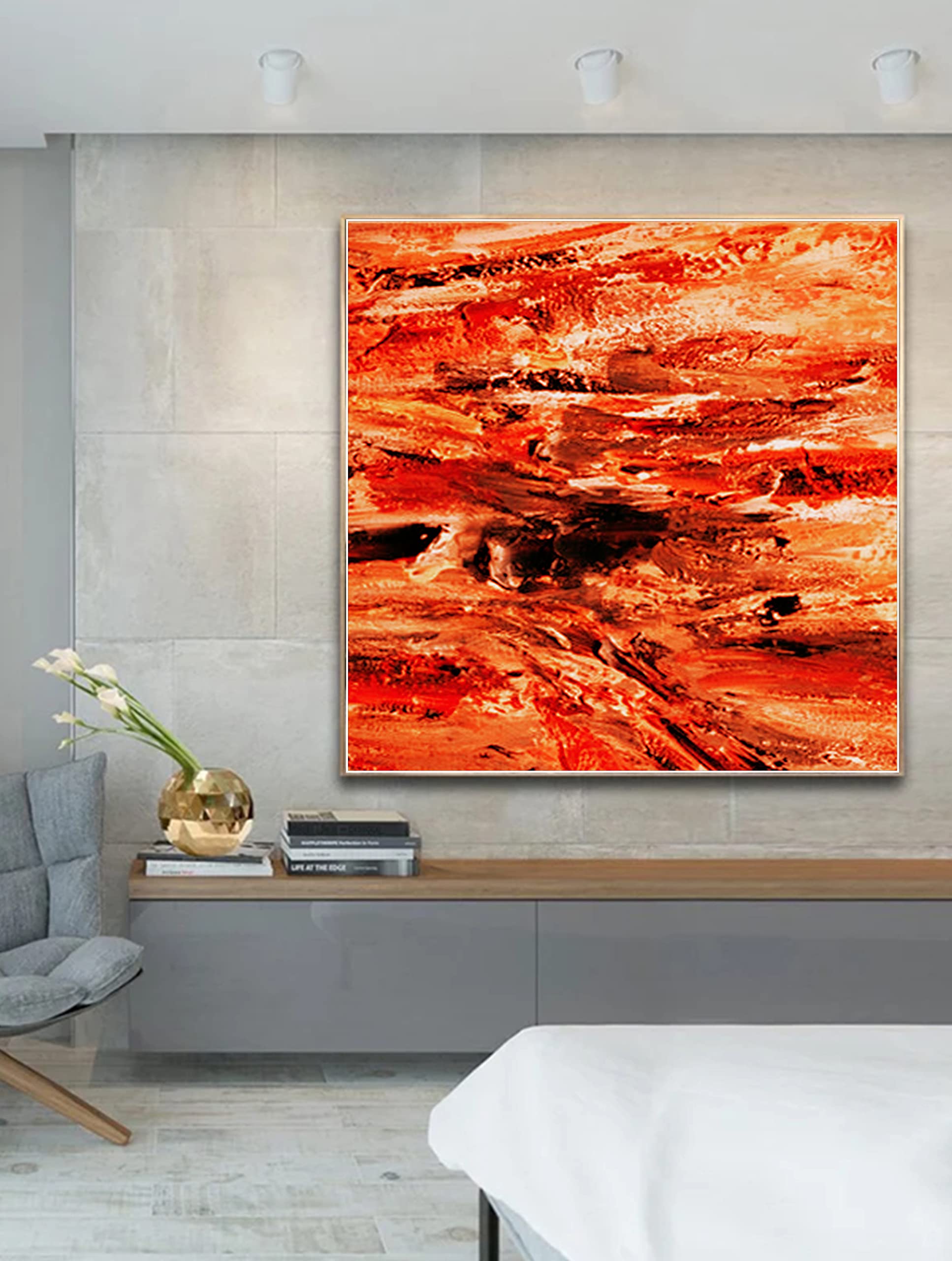 Amazon.com: Red Abstract Painting On Canvas, Extra Large Painting